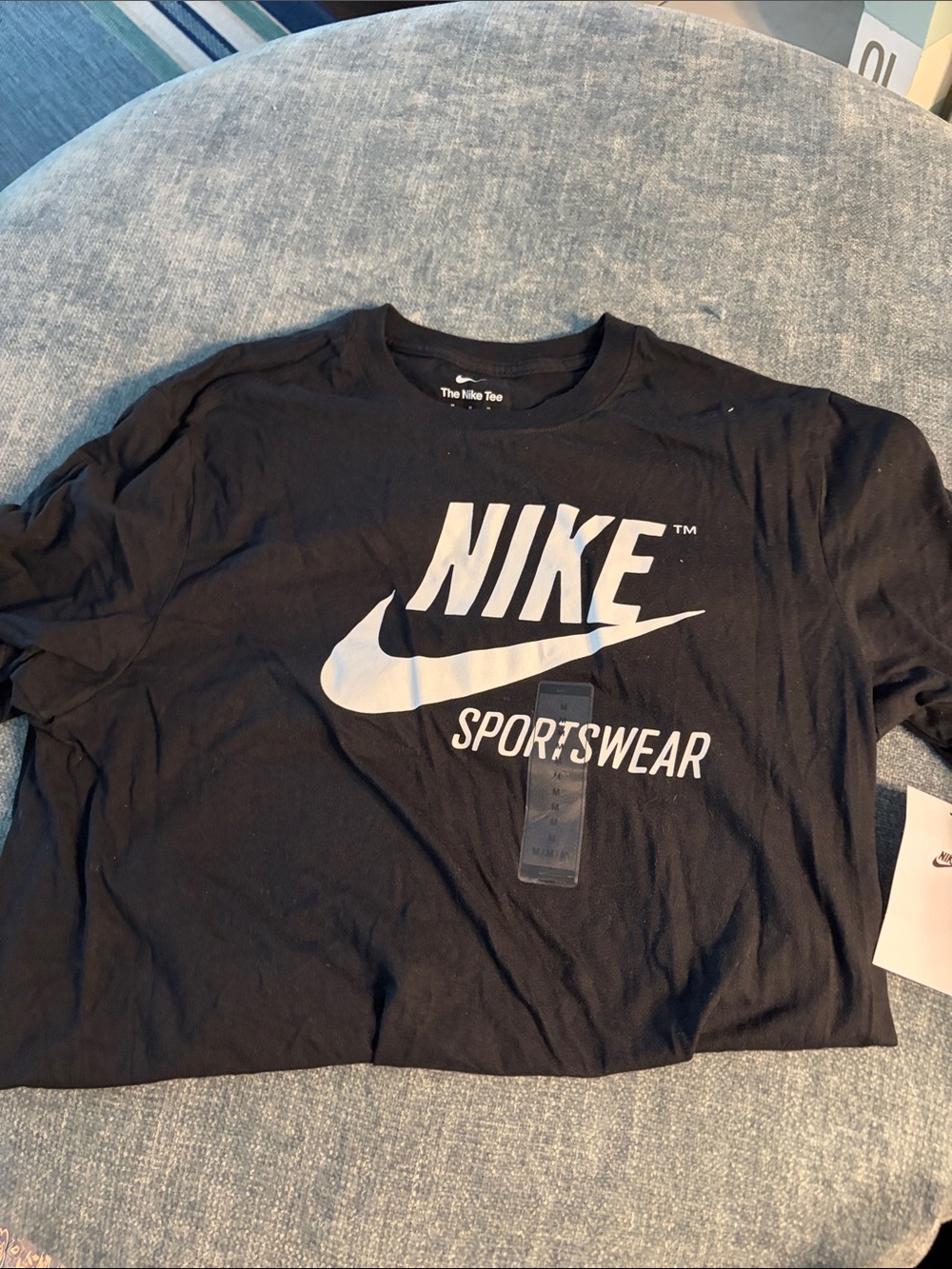Nike Black Tee with White Swoosh and Sportswear Text